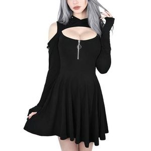 Gothic off the shoulder mini dress with hood